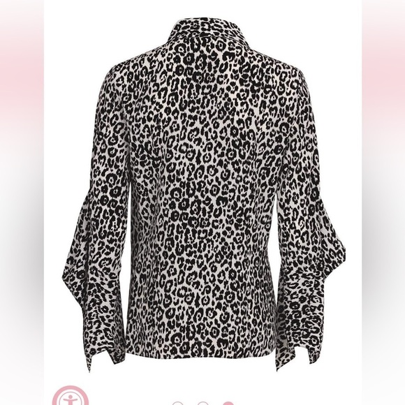 michael kors Collection LEOPARD SILK DRAPED-SLEEVE BLOUSE Size 8 $1150 - Picture 4 of 11